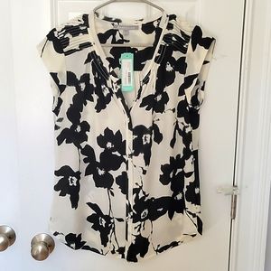 Black and white floral blouse
